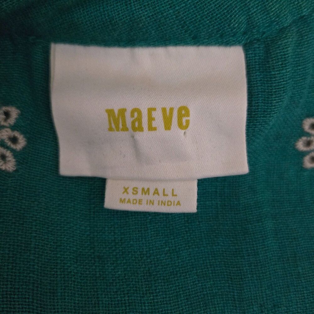 Maeve Anthropologie Pippa Green Swing Dress Womens XS Eyelet Embroidered - Picture 10 of 10